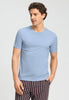 Front view of a men model wearing HA cashmere blue cotton S/SLV Shirt