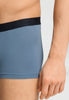 Close-up view of a men model wearing HA blue whale microfibre Pants