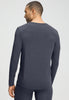 Back view of a men model wearing HA stormy gray modal/viscose/tencel L/SLV Shirt V-Neck