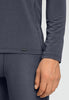 General view of a men model wearing HA stormy gray modal/viscose/tencel L/SLV Shirt V-Neck