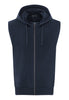 Front cutout view of HA deep navy cotton Zippered vest