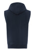 Back cutout view of HA deep navy cotton Zippered vest
