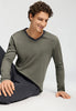 Close-up view of a men model wearing HA charcoal art cotton L/SLV Pajama