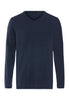 Front cutout view of HA deep navy cotton L/SLV Shirt V-Neck