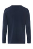 Back cutout view of HA deep navy cotton L/SLV Shirt V-Neck