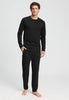 Full-body view of a men model wearing HA black cotton L/SLV Shirt