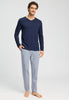 Full-body view of a men model wearing HA jeans lines cotton Long Pants