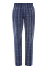 Back cutout view of HA checked blue cotton Long Pants
