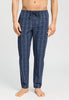 Front view of a men model wearing HA checked blue cotton Long Pants