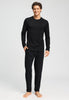Full-body view of a men model wearing HA black cotton Long Pants