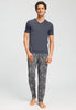 Full-body view of a men model wearing HA midnight dream cotton Long Pants