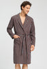 Front view of a men model wearing HA libra stripes cotton Robe