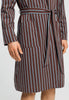 Close-up view of a men model wearing HA libra stripes cotton Robe