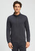 Front view of a men model wearing HA smokey charcoal cotton Cardigan