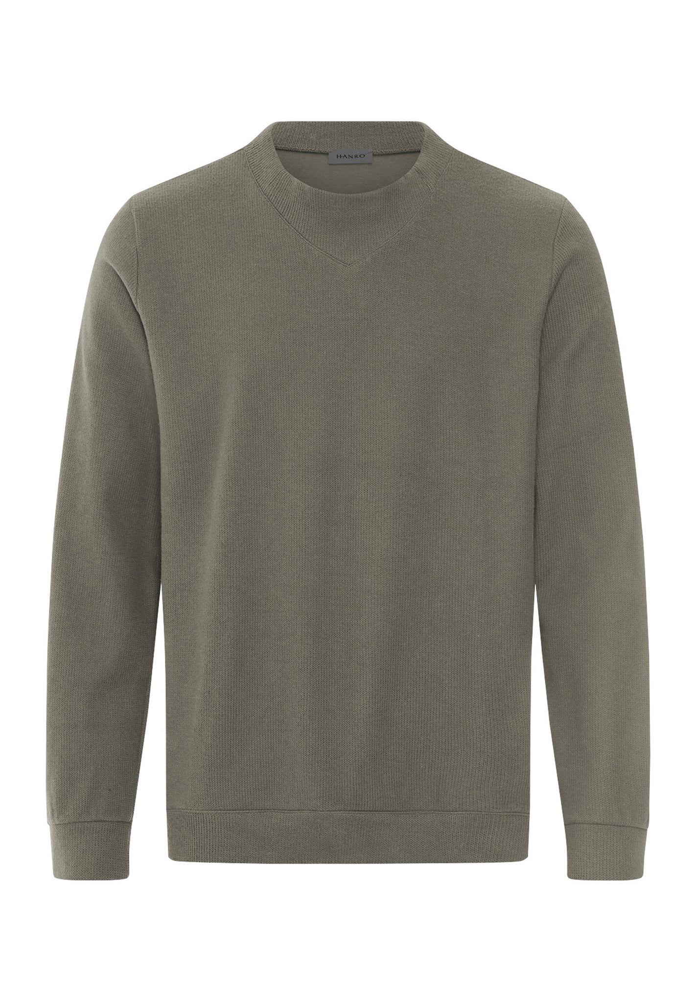 Front cutout view of HA smokey olive cotton Pullover