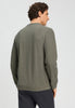 Back view of a men model wearing HA smokey olive cotton Pullover