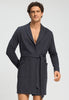 Front view of a men model wearing HA smokey charcoal cotton Robe
