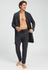 Full-body view of a men model wearing HA smokey charcoal cotton Robe