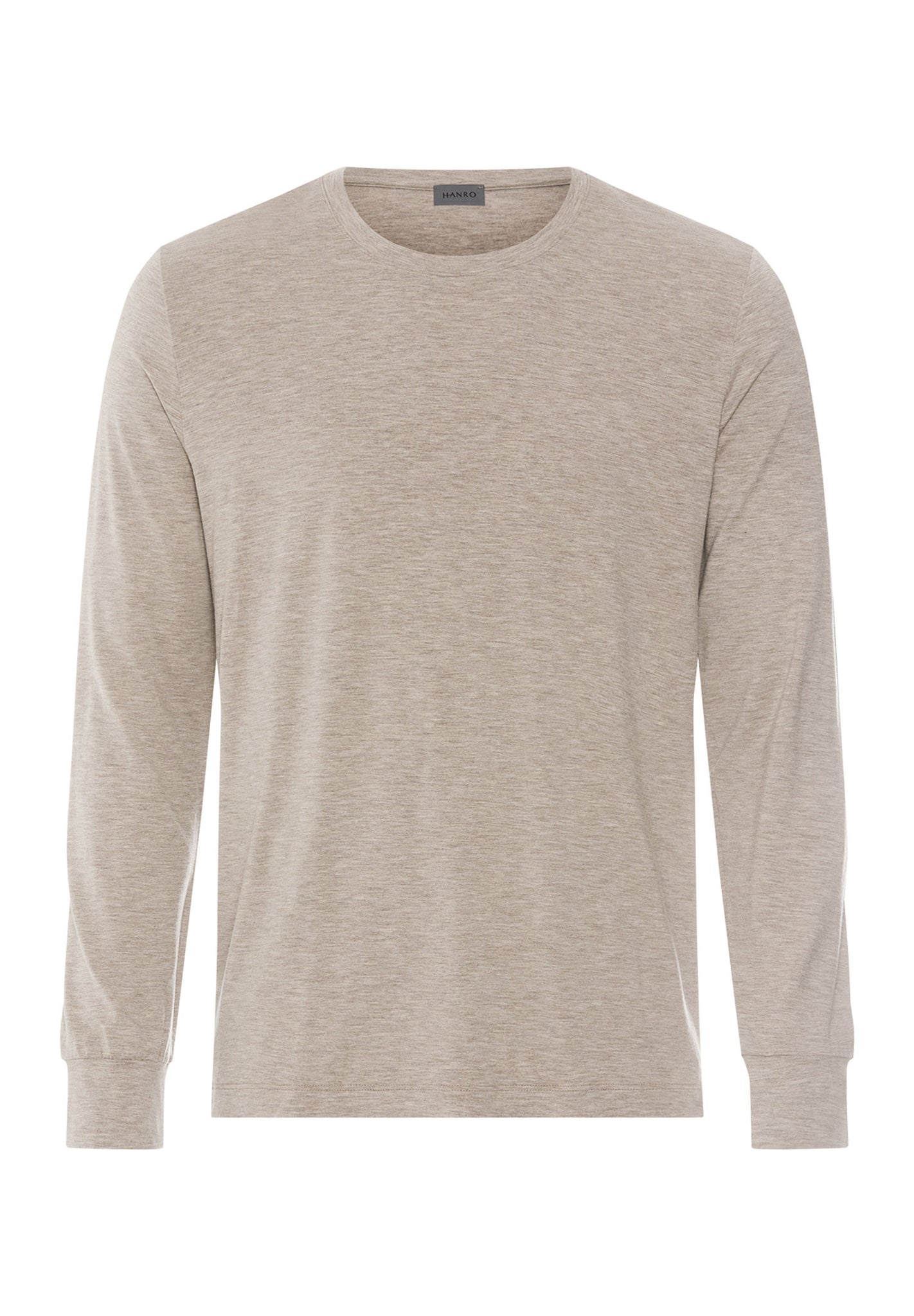 Front cutout view of HA toffee melange modal/viscose/tencel L/SLV Shirt