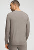 Back view of a men model wearing HA toffee melange modal/viscose/tencel L/SLV Shirt