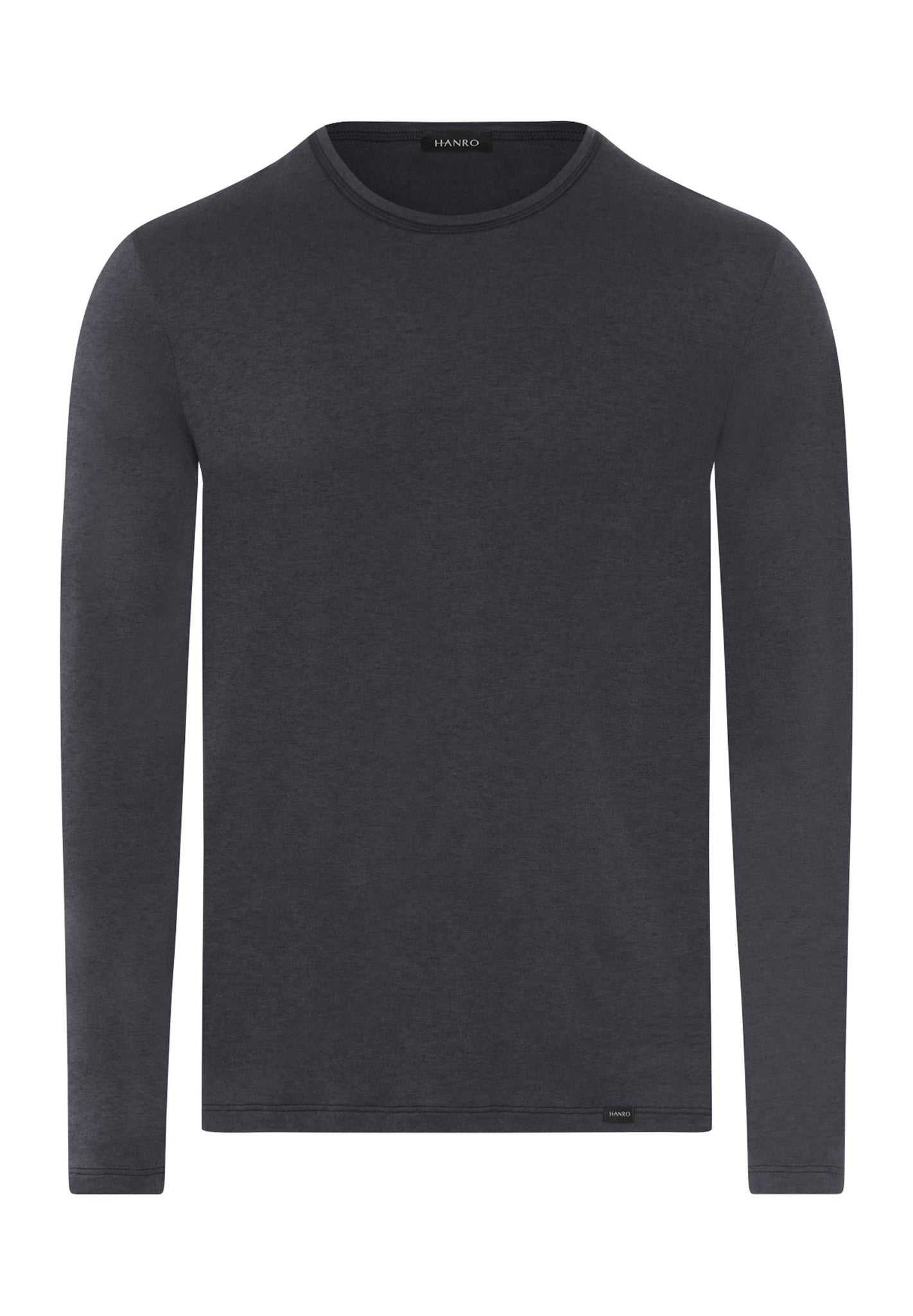 Front cutout view of HA charcoal art modal/viscose/tencel L/SLV Shirt