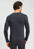 Back view of a men model wearing HA charcoal art modal/viscose/tencel L/SLV Shirt