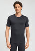 Front view of a men model wearing HA charcoal art modal/viscose/tencel S/SLV Shirt