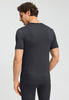 Back view of a men model wearing HA charcoal art modal/viscose/tencel S/SLV Shirt