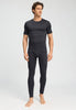 Full-body view of a men model wearing HA charcoal art modal/viscose/tencel S/SLV Shirt