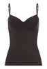 Front cutout view of HA mocha brown microfibre Padded Bra-Camisole