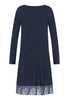Back cutout view of HA deep navy modal/viscose/tencel L/SLV Nightdress 100cm