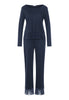 Front cutout view of HA deep navy modal/viscose/tencel L/SLV Pajama