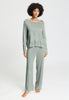 Front view of a women model wearing HA mystic breeze modal/viscose/tencel L/SLV Pajama