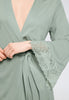 Close-up view of a women model wearing HA mystic breeze modal/viscose/tencel Robe 110cm