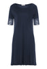 Front cutout view of HA deep navy modal/viscose/tencel S/SLV Nightdress 95cm