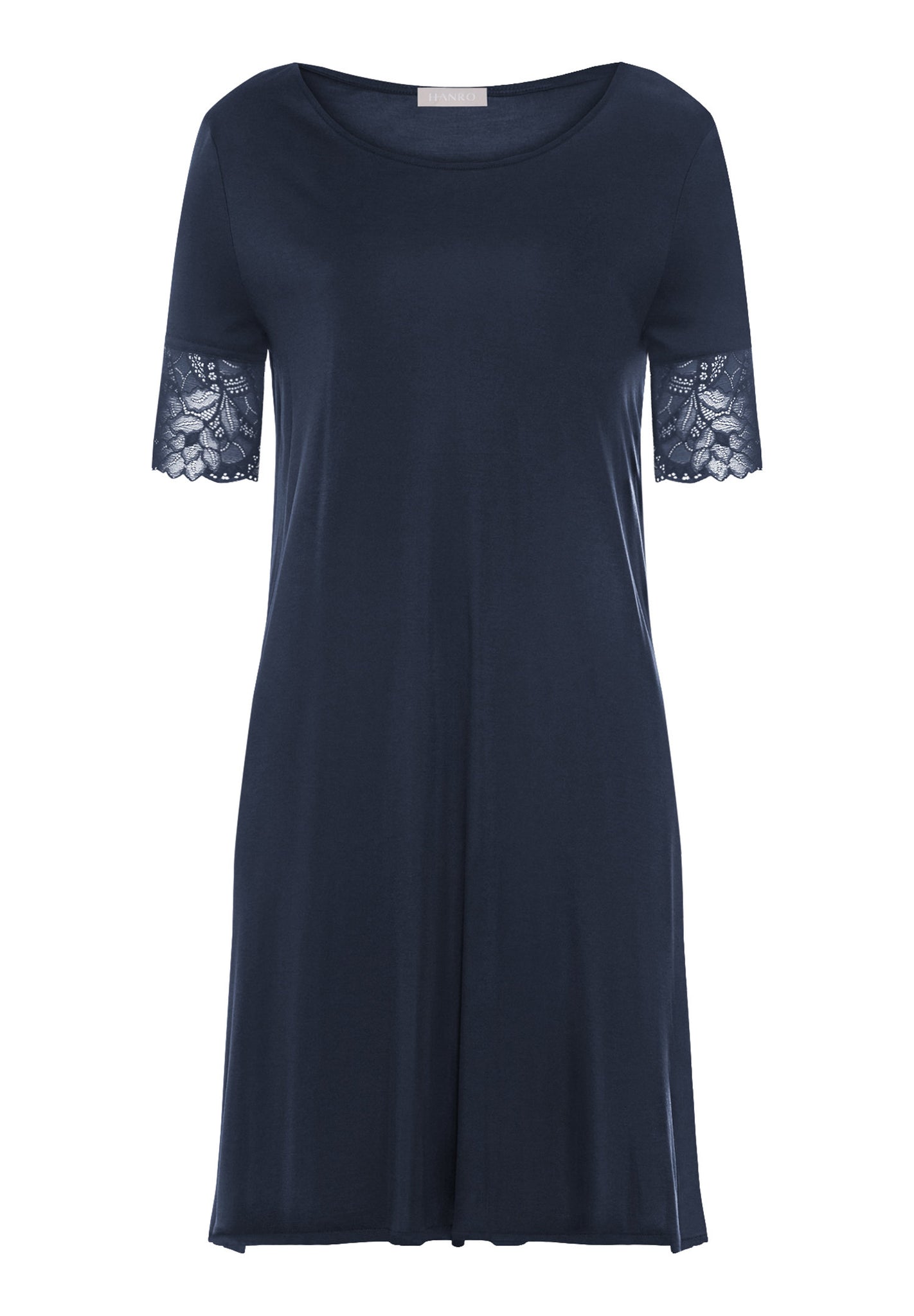 Front cutout view of HA deep navy modal/viscose/tencel S/SLV Nightdress 95cm