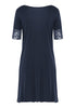 Back cutout view of HA deep navy modal/viscose/tencel S/SLV Nightdress 95cm