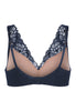 Back cutout view of HA deep navy modal/viscose/tencel Light Padded Soft Cup Bra