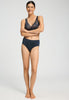 Full-body view of a women model wearing HA deep navy modal/viscose/tencel Light Padded Soft Cup Bra