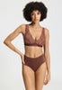 Front view of a women model wearing HA cinnamon modal/viscose/tencel Light Padded Soft Cup Bra
