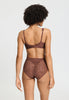 Back view of a women model wearing HA cinnamon modal/viscose/tencel Light Padded Soft Cup Bra