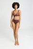 Full-body view of a women model wearing HA cinnamon modal/viscose/tencel Maxi Briefs