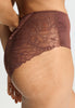 Close-up view of a women model wearing HA cinnamon modal/viscose/tencel Maxi Briefs