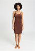 Front view of a women model wearing HA cinnamon modal/viscose/tencel Negligee 90cm