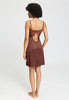 Back view of a women model wearing HA cinnamon modal/viscose/tencel Negligee 90cm