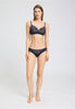 Full-body view of a women model wearing HA deep navy modal/viscose/tencel Soft Cup Bra