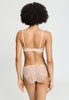 Back view of a women model wearing HA creamy glass modal/viscose/tencel Soft Cup Bra