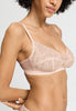 Close-up view of a women model wearing HA creamy glass modal/viscose/tencel Soft Cup Bra
