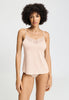 Front view of a women model wearing HA creamy glass modal/viscose/tencel Spaghetti Top