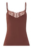 Front cutout view of HA cinnamon modal/viscose/tencel Spaghetti Top